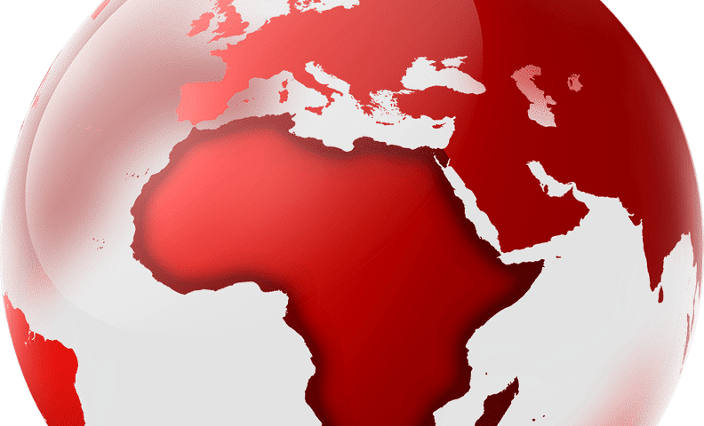 Africa on globe