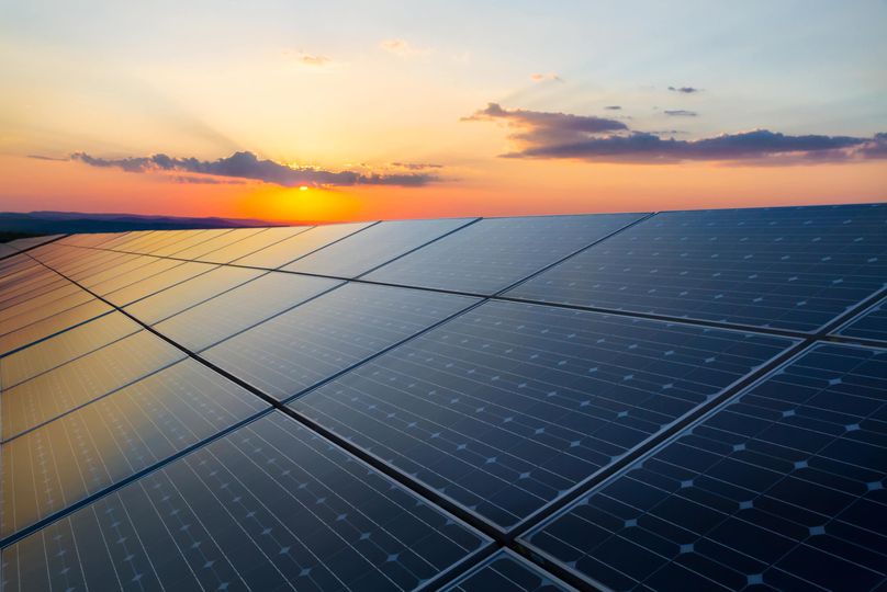 Solar power panel sunrise