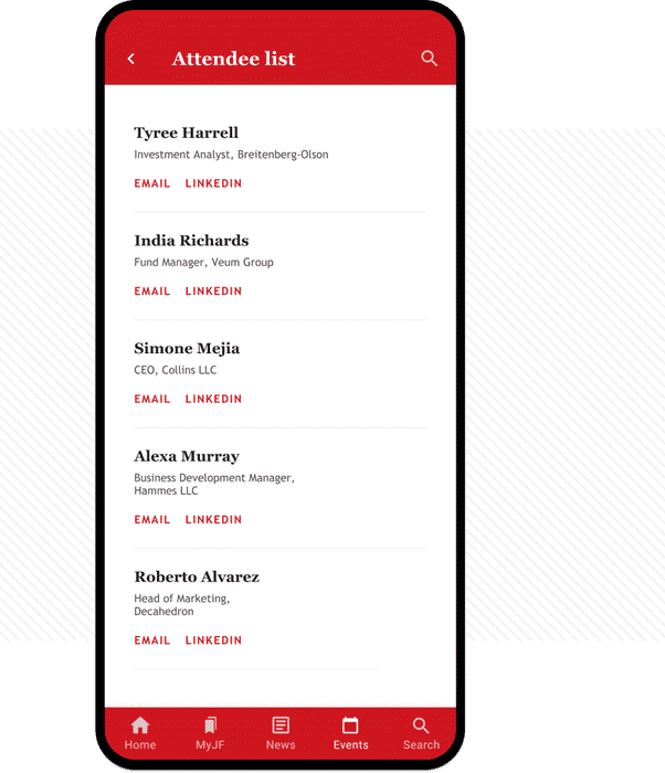 Mobile App - list of event attendees