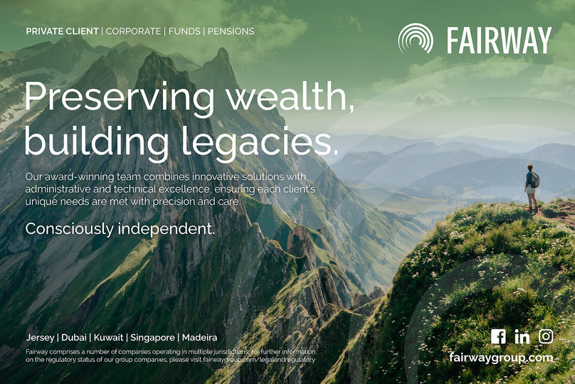 Fairway advert - image of green mountains