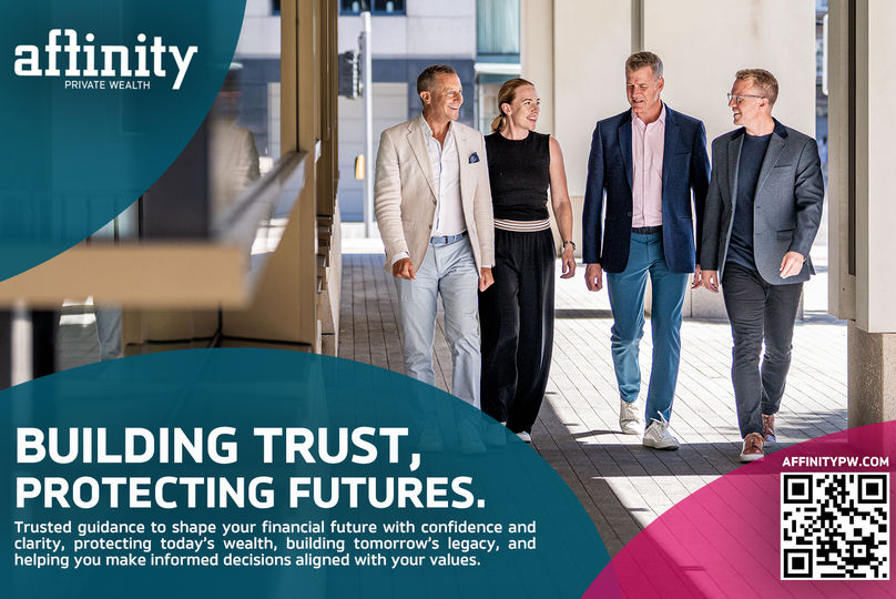 Advert with a picture of four business people walking in a line