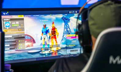 Child playing Fortnite online