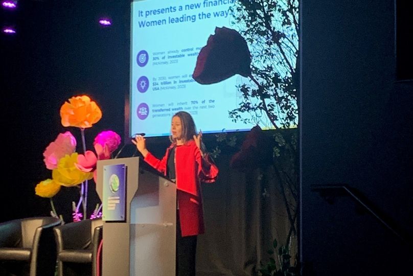 Andrea Castano speaking at the SF Summit