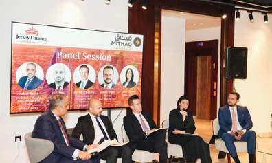 Line up of panelists at Jersey Finance's cross-border Investment event in Saudi Arabia