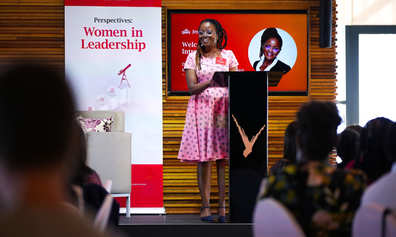 Dr Rufaro addressing group of women at event