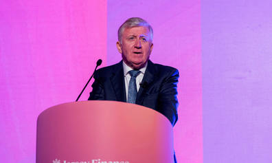 Jersey Finance CEO Joe Moynihan addressing the audience at the 2026 Private Wealth Conference, London
