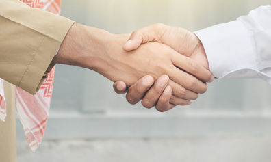 the hands of two people embraced in a handshake