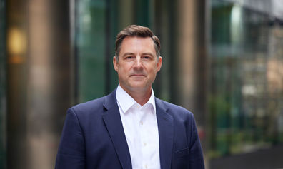 Professional portrait in outdoor office setting