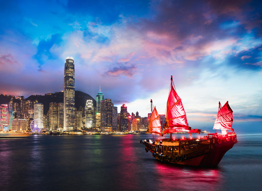 Victoria Harbour at night Hong Kong