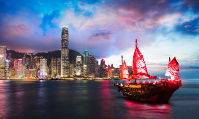 Victoria Harbour at night Hong Kong