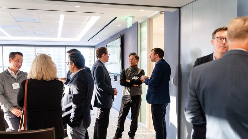 Guests networking at Jersey Finance's Funds Focus event in San Francisco