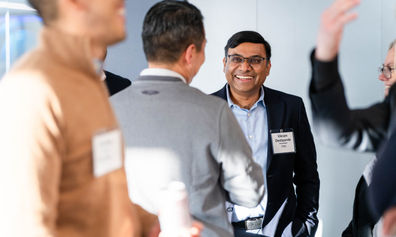Guests chatting at Jersey Finance's Funds Focus event in San Francisco