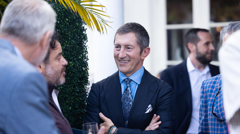 Philip Pirecki, Americas Lead at Jersey Finance, chatting with guests at Jersey Finance's Networking Reception in Palm Beach, Florida, in October 2026