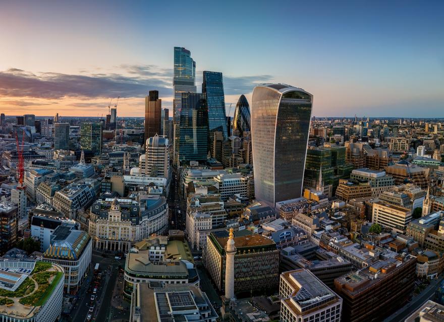 Aerial view of London skyscrapers