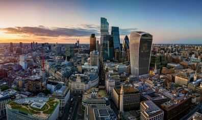 Aerial view of London skyscrapers